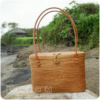 rattan straw handbags full handwoven oval unique style